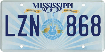 MS license plate LZN868