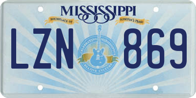 MS license plate LZN869