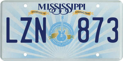 MS license plate LZN873