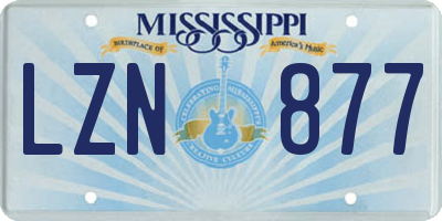 MS license plate LZN877