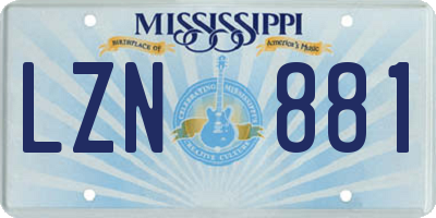 MS license plate LZN881