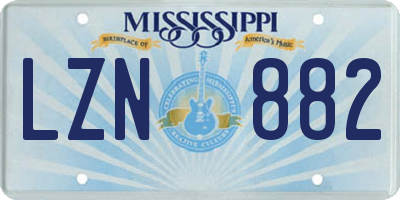 MS license plate LZN882