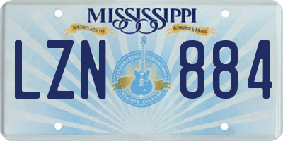 MS license plate LZN884