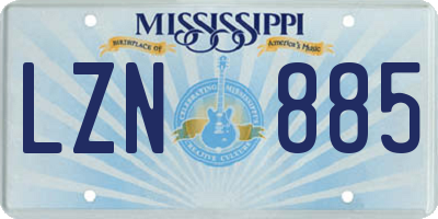 MS license plate LZN885