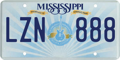 MS license plate LZN888