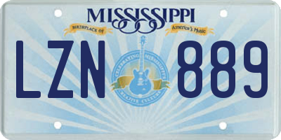 MS license plate LZN889