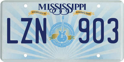 MS license plate LZN903