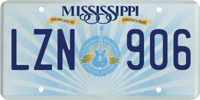 MS license plate LZN906