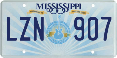 MS license plate LZN907