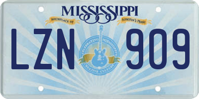 MS license plate LZN909