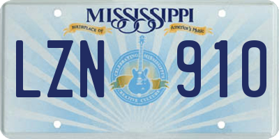 MS license plate LZN910