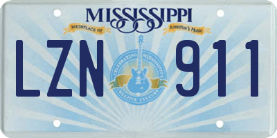 MS license plate LZN911