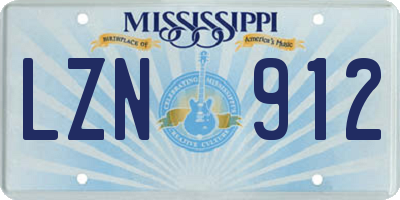 MS license plate LZN912
