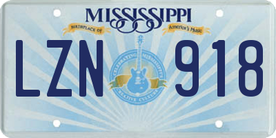 MS license plate LZN918
