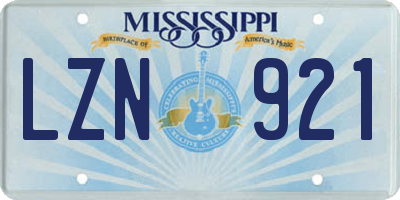 MS license plate LZN921