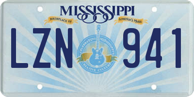 MS license plate LZN941