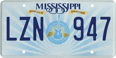 MS license plate LZN947
