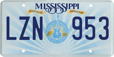MS license plate LZN953