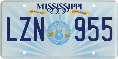 MS license plate LZN955
