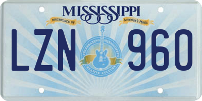 MS license plate LZN960