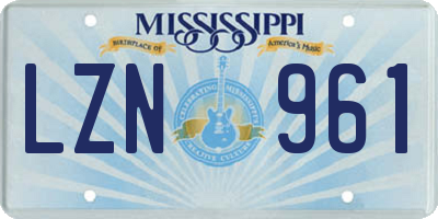 MS license plate LZN961