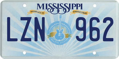 MS license plate LZN962