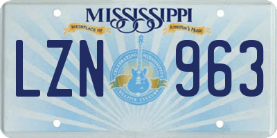 MS license plate LZN963