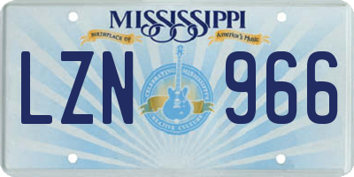 MS license plate LZN966