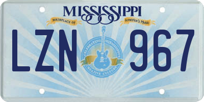 MS license plate LZN967