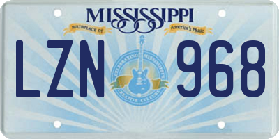 MS license plate LZN968