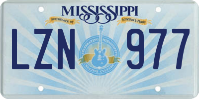 MS license plate LZN977