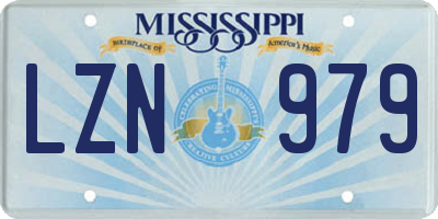 MS license plate LZN979