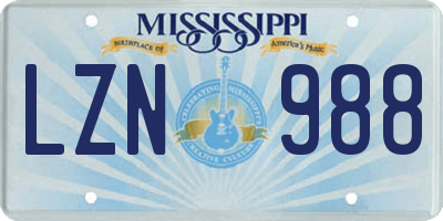 MS license plate LZN988
