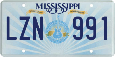 MS license plate LZN991