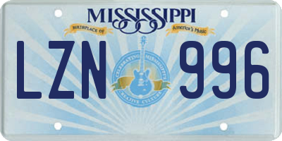 MS license plate LZN996