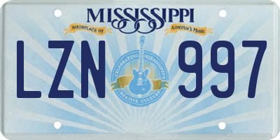 MS license plate LZN997