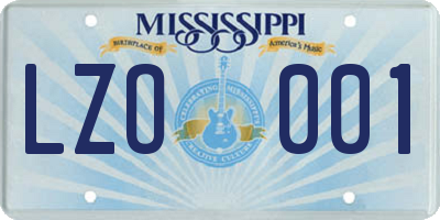 MS license plate LZO001