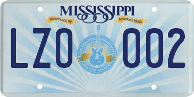 MS license plate LZO002