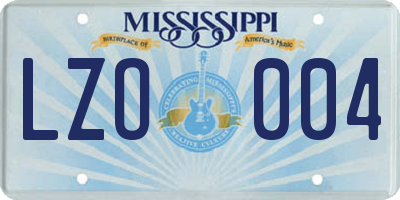 MS license plate LZO004