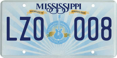 MS license plate LZO008