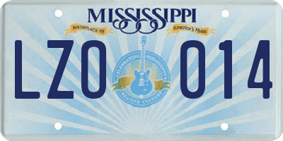 MS license plate LZO014