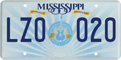 MS license plate LZO020