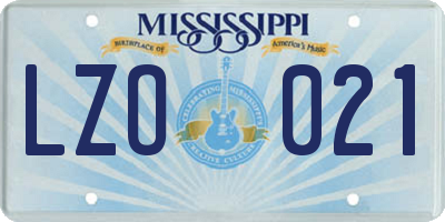 MS license plate LZO021