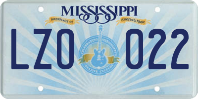 MS license plate LZO022