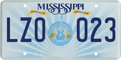 MS license plate LZO023