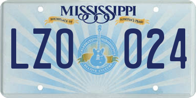 MS license plate LZO024