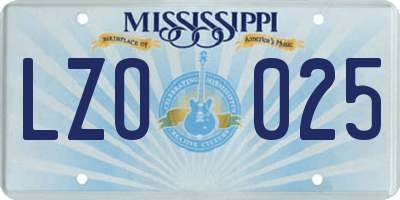MS license plate LZO025