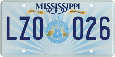 MS license plate LZO026