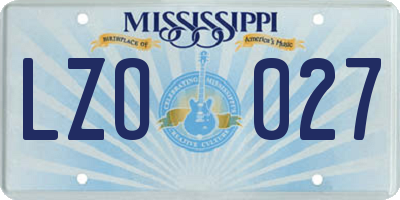 MS license plate LZO027