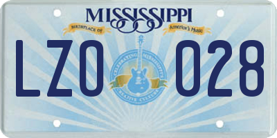 MS license plate LZO028